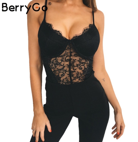 BerryGo Sexy backless lace bod…