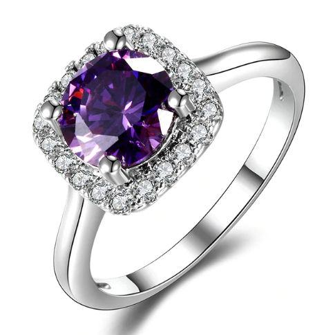 New Trendy 2019 Hot Sale Wedding Rings Natural Amethyst Ring For Women Fashion 925 Silver Jewelry