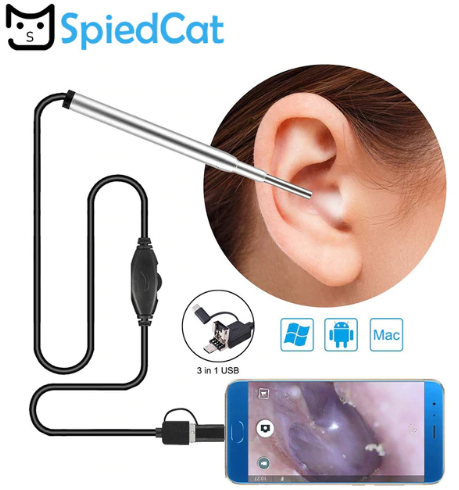 2019 New Ear Endoscope Camera 3.9mm Lens Borescope Camera Body Check Vision Ear Cleaning Spoon Mini 