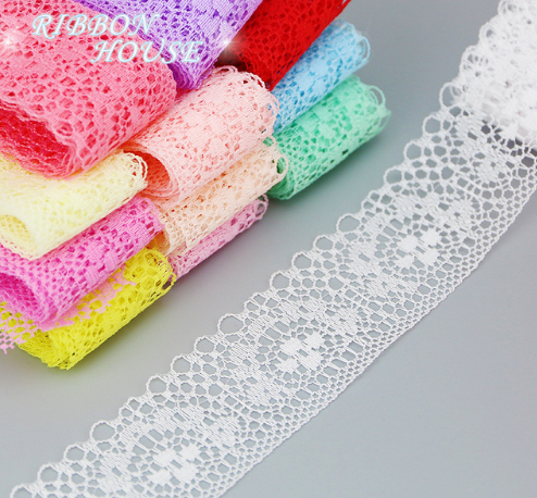 New 2019 (5 yards/roll) 40mm white lace fabric Webbing Decoration Love gift packing Material rolls