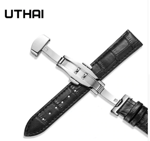 2019 UTHAI Z09 Genuine Leather Watchbands 12-24mm Universal Watch Butterfly buckle Band