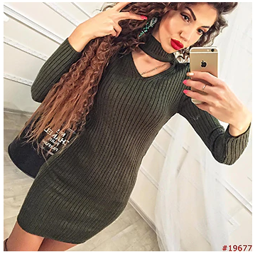 Women Clothes 2019 Autumn Long Sleeve Bodycon Casual Dress Fall Winter Slimming Solid Color Elegant 