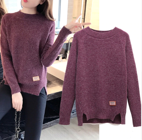 2019 Women Sweaters Pullovers Autumn Winter Pull Femme Solid Pullover