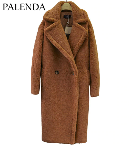 2019 new teddy coat faux fur long coat women lamb fur coat 4 color