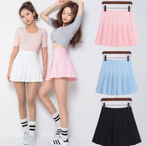 ELEXS Women Fashion Summer high waist pleated skirt Wind Cosplay skirt kawaii Female Mini Skirts Sho