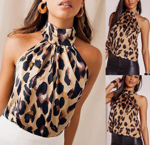 Fashion Women Ladies Summer Sleeveless T shirt Vest Shirt Casual Tank Leopard Shirts Tops Plus Size