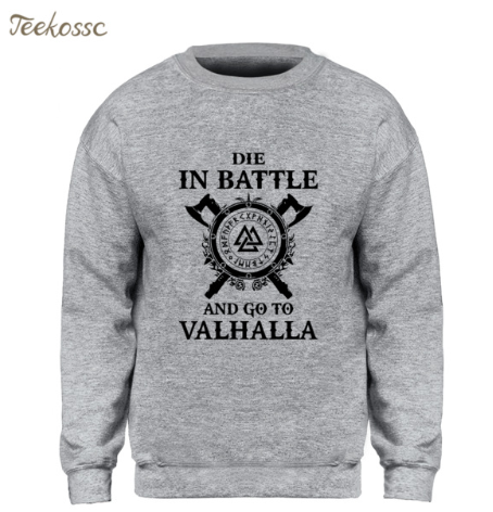 Odin Vikings Sweatshirt Men Die In Battle And Go To Valhalla Hoodie Crewneck Sweatshirts 2019
