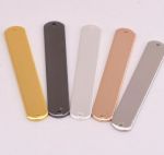 Hot Selling 50 Pieces/Lot 7*36mm Polished Double-sided Gold/Silver Color Blank Copper Bar Charms For