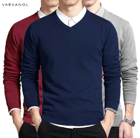 Varsanol Cotton Sweater Men Long Sleeve Pullovers Outwear Man
