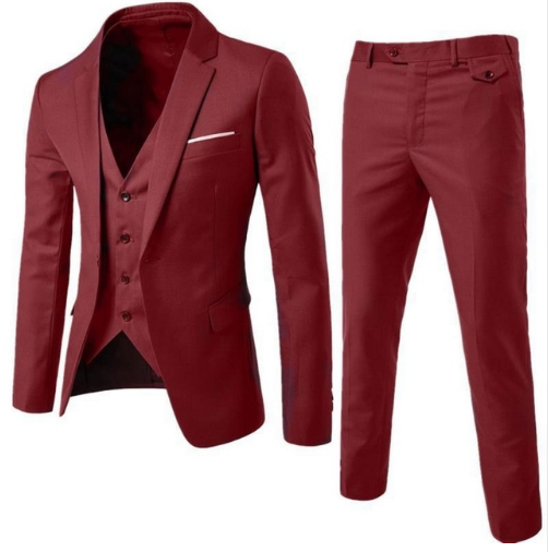 Puimentiua Suit Vest Pant 3 Pieces Mens Social Blazer Suits Thin Solid Wedding Suits Male