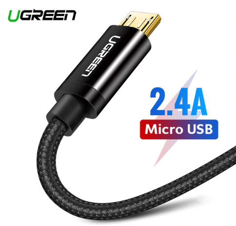Ugreen Micro USB Cable 2.4A Nylon Fast Charge USB Data Cable for Samsung Xiaomi LG Tablet