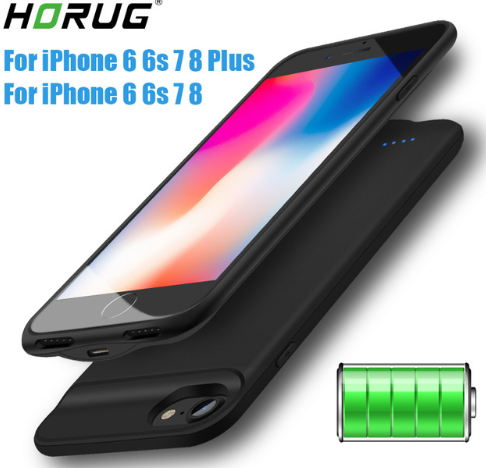 HORUG Battery Charger Case For iPhone 6 7 8 6s Plus Battery Case Power Bank Charging Cases