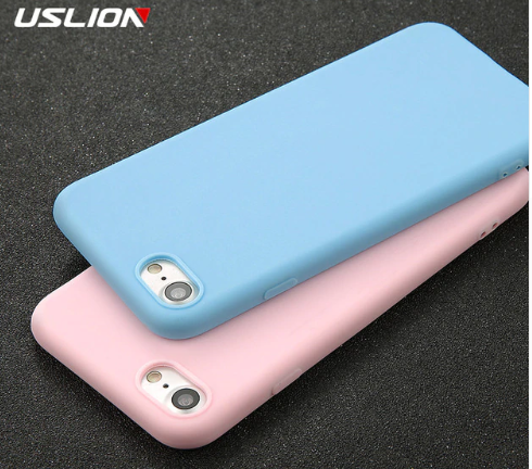 USLION Phone Case For iPhone 7 6 6s 8 X Plus 5 5s SE XR XS Max Simple Solid Color Ultrathin Soft TPU