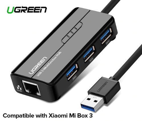 Ugreen USB Ethernet USB 3.0 2.0 to RJ45 HUB for Xiaomi Mi Box 3/S Android TV Set-top Box Ethernet Ad