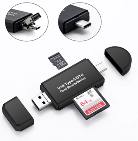2019 Type C & micro USB & USB 3 In 1 OTG Card Reader High-speed USB2.0 Universal OTG TF/SD f