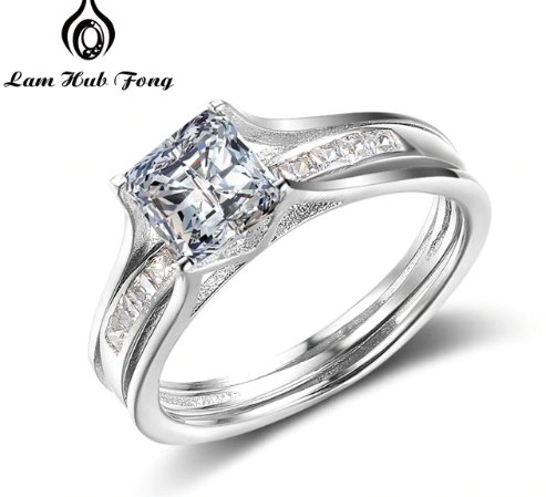 2019 925 Sterling Silver Bridal Set Rings for Women with Cubic Zirconia Female Couple Rings