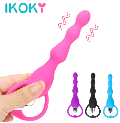New 2019 IKOKY Long Anal Beads Vibrator Anal Plug Prostate Massage Butt Plug Silicone Sex Toys for W