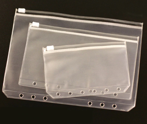 New 2019 Transparent PVC Storage Card Holder For A5 A6 A7 Binder Rings Notebook 6 Hole Zipper Bag Po